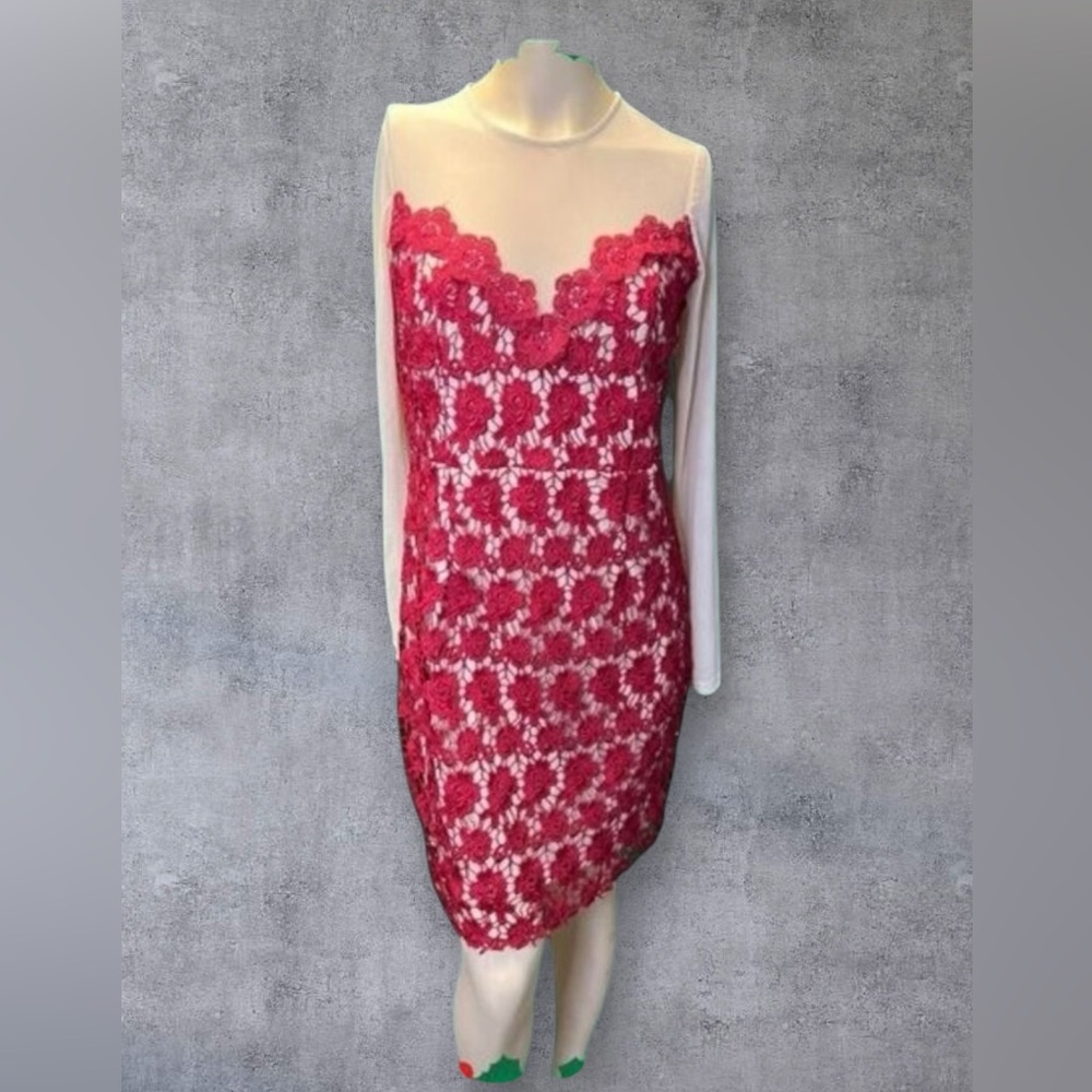 Forever 21 Red Lace Illusion Dress Size Large